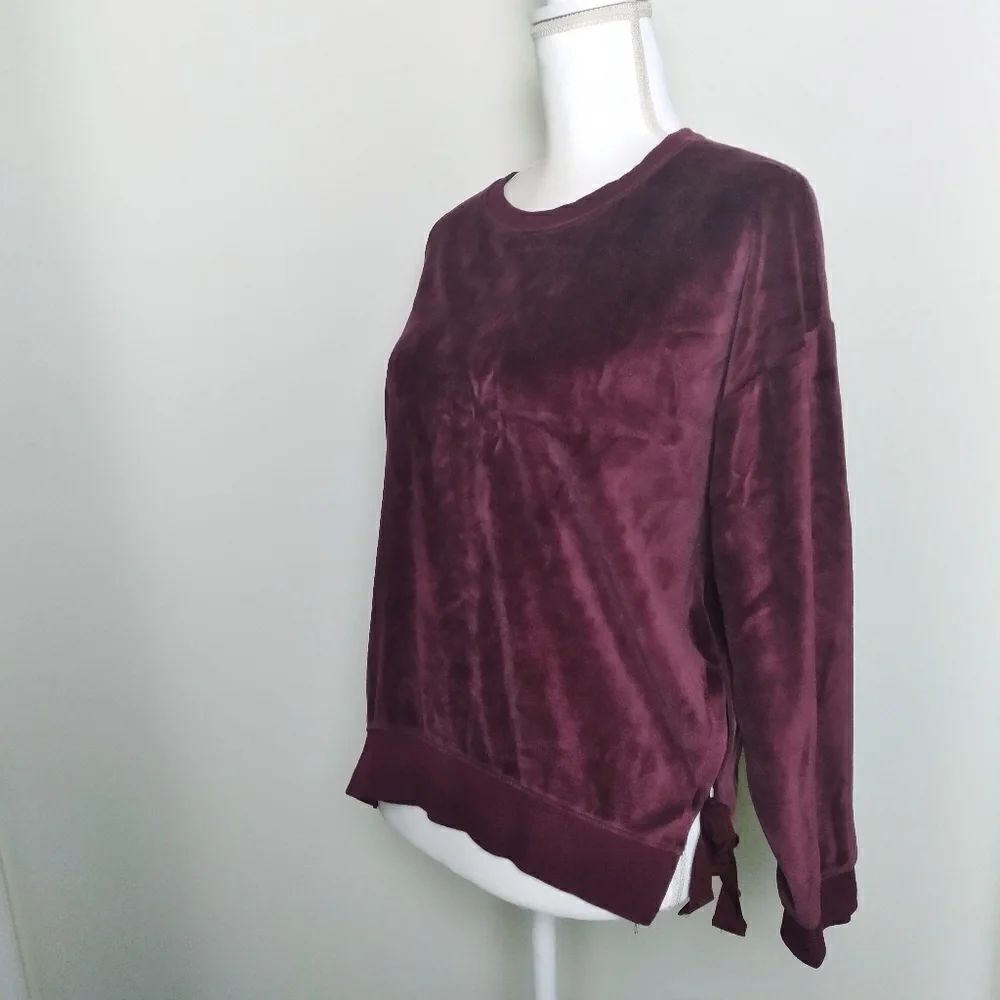 A.N.A. Velvet Side Tie Crew Neck Sweatshirt